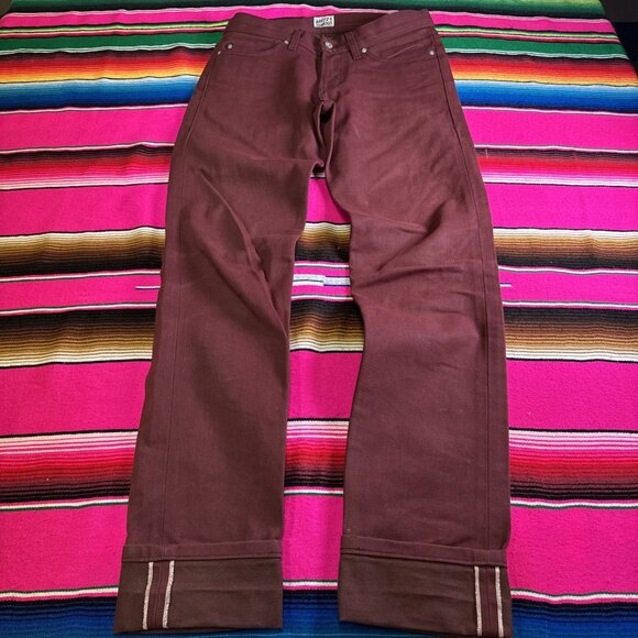 Naked & Famous Selvedge Jeans Mens 29x34 Pomegranate Denim Japanese Selvedge Red - Picture 2 of 13